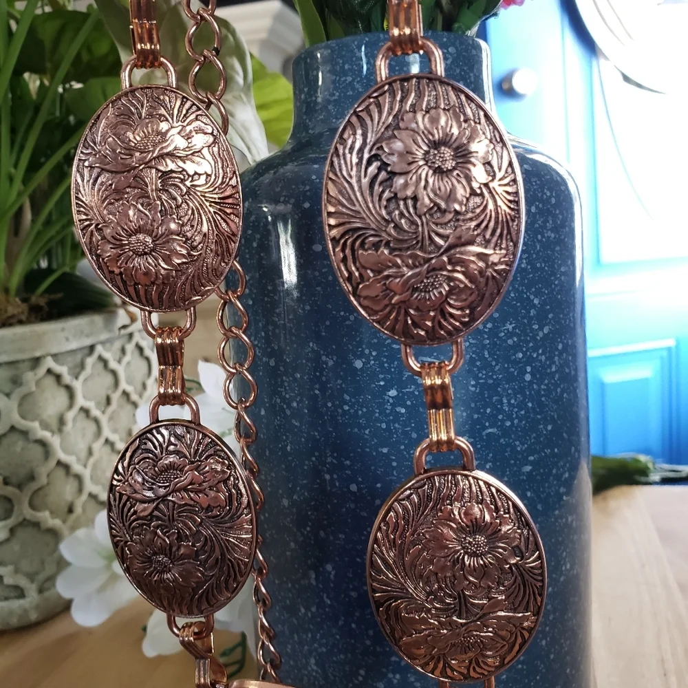 Vintage Waist Chain Flower Oval Shaped Style